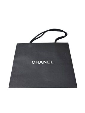 Chanel Black Paper Shopping Gift Bag Rope Handles 9x8 Gift Storage Authentic